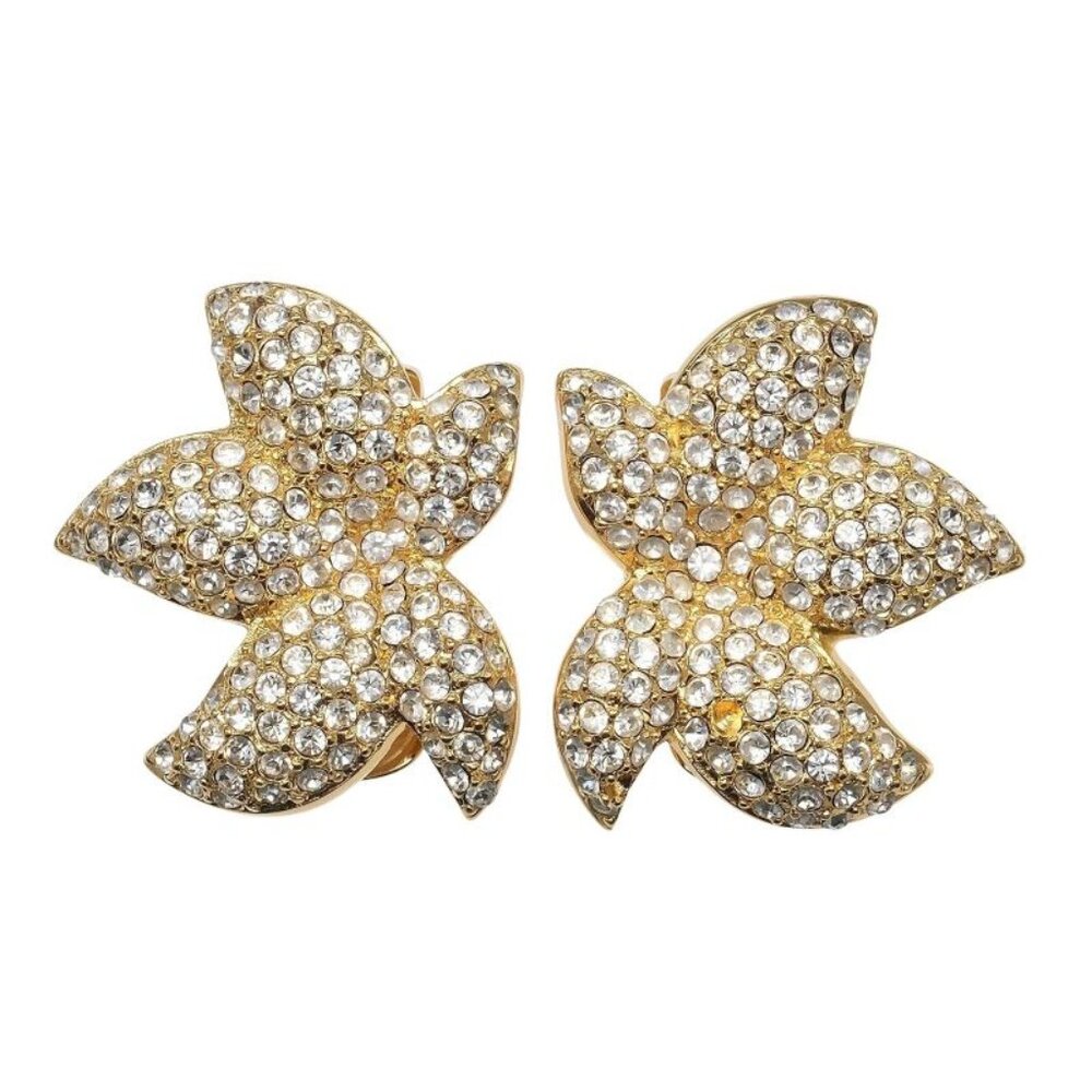 Christian Dior Gold Plated And Rhinestone 25.0 g Earrings - Picture 1 of 7